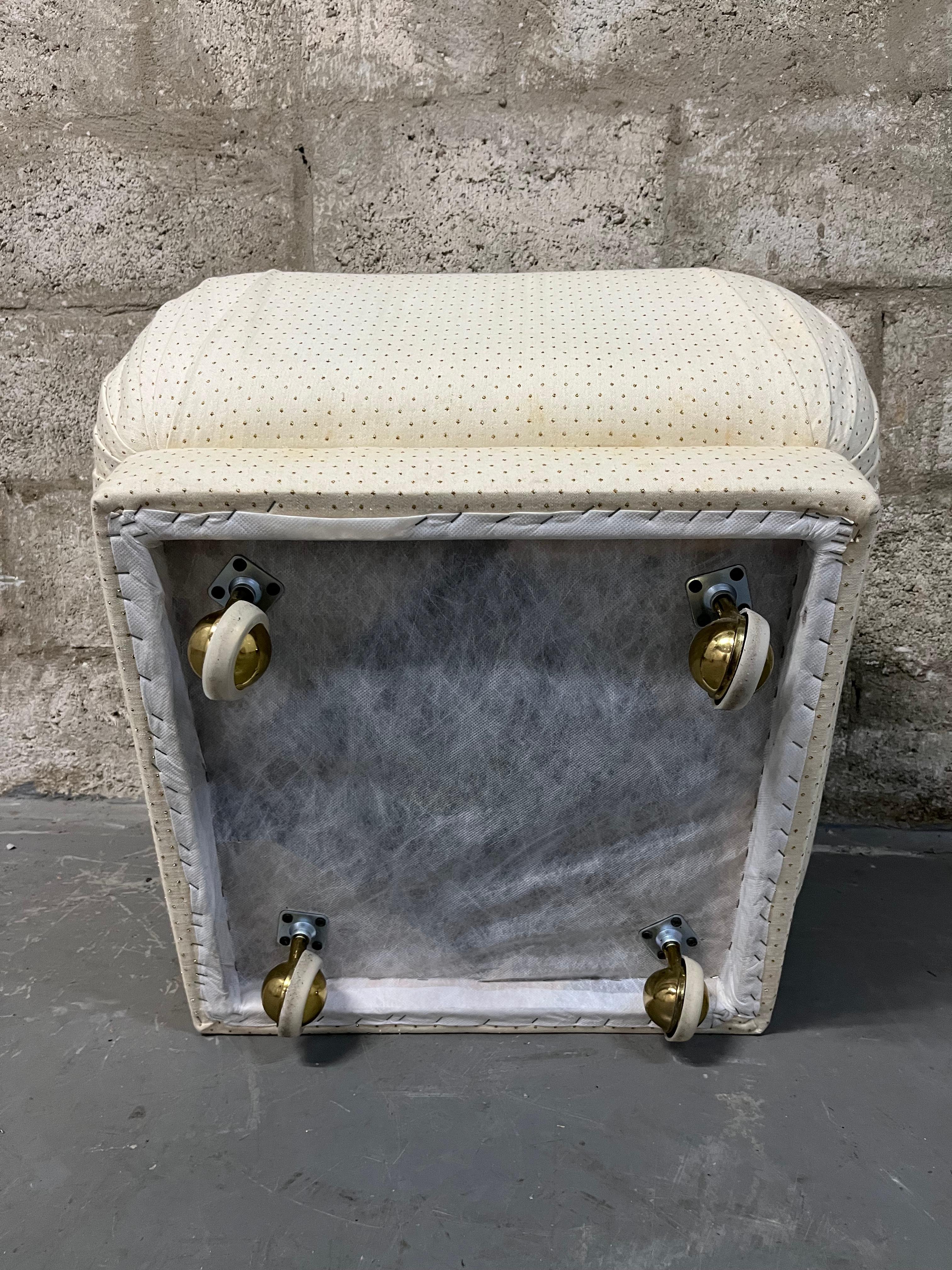 1980s Art Deco Revival Souffle Ottoman With Casters in the Karl Springer Style For Sale 6