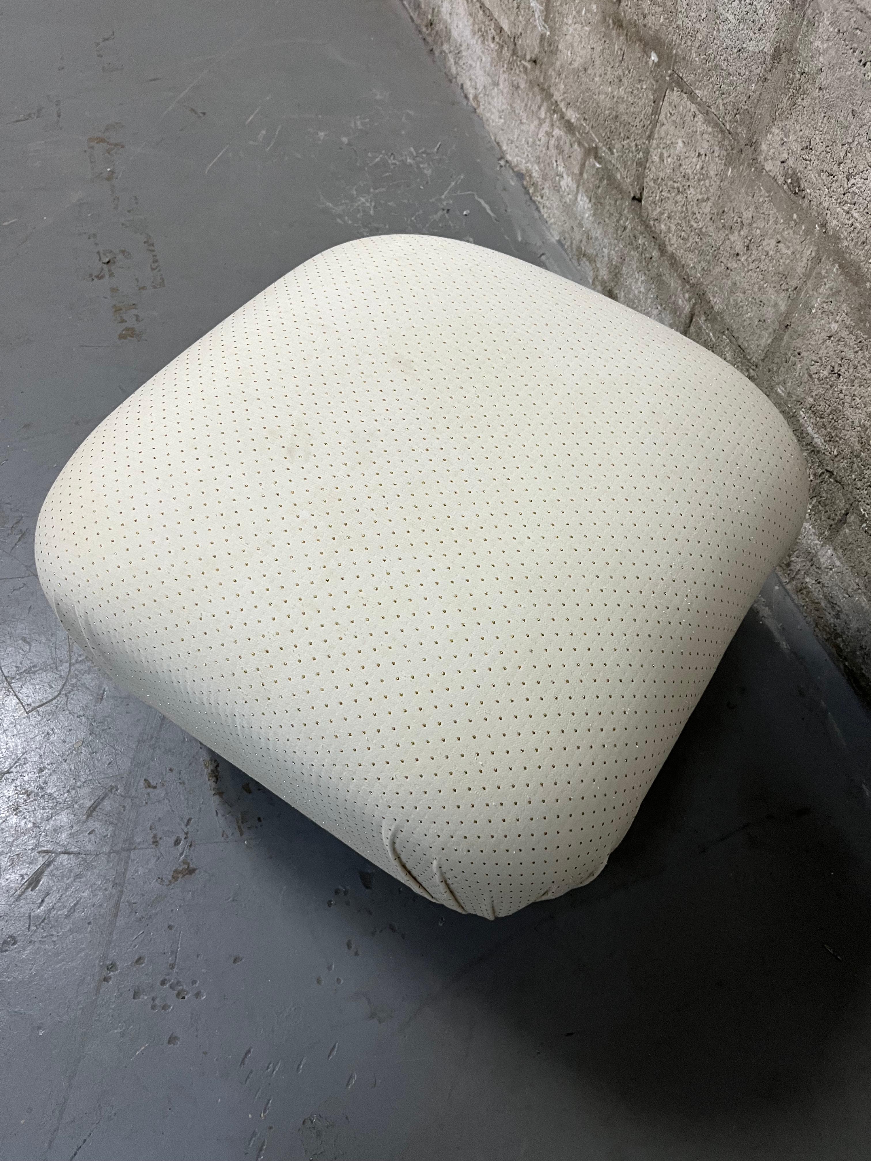 1980s Art Deco Revival Souffle Ottoman With Casters in the Karl Springer Style In Good Condition For Sale In Miami, FL