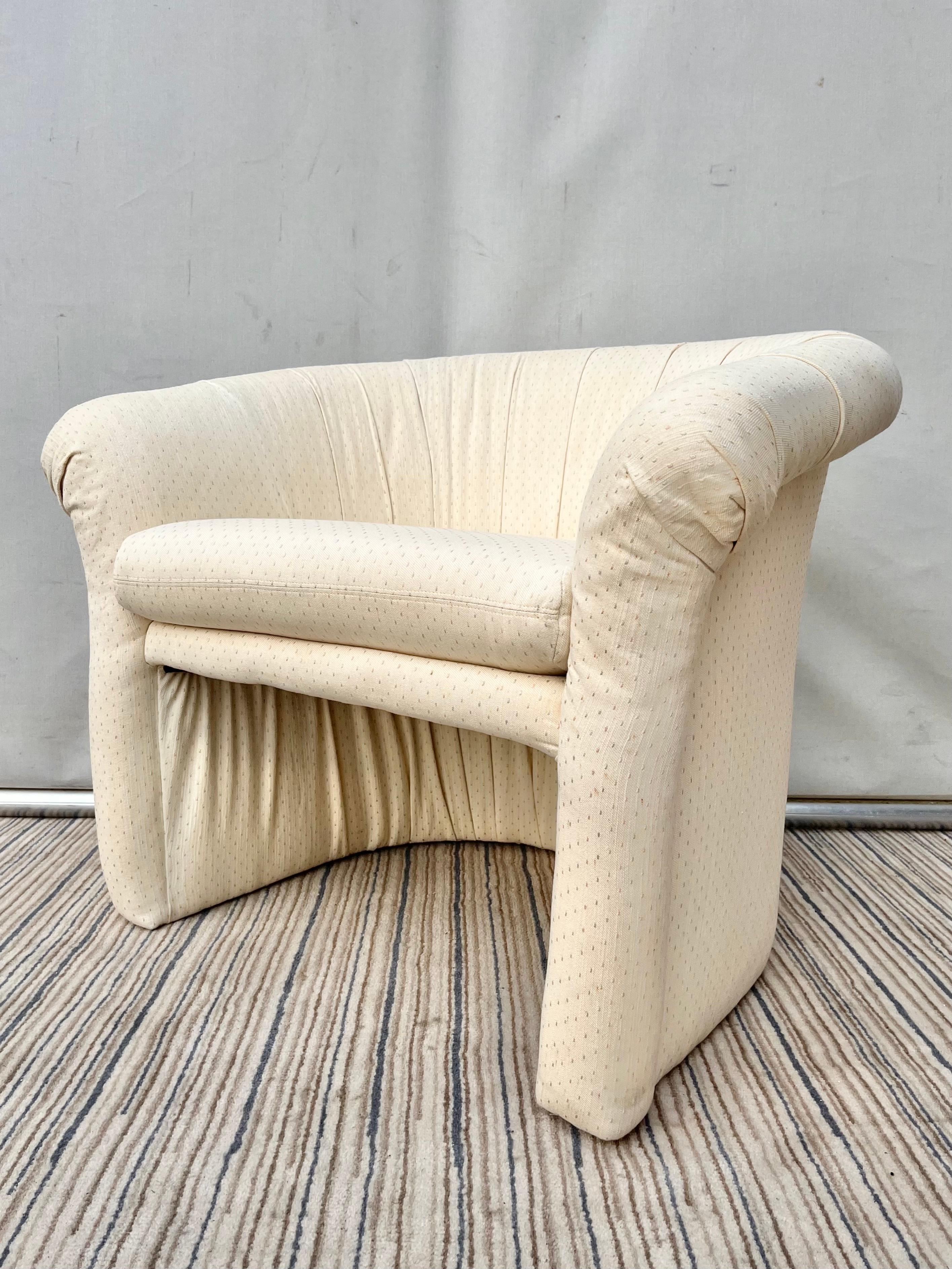 1980s Art Deco Revival Upholstered Lounge Chair with Ottoman by Thayer Coggin For Sale 1