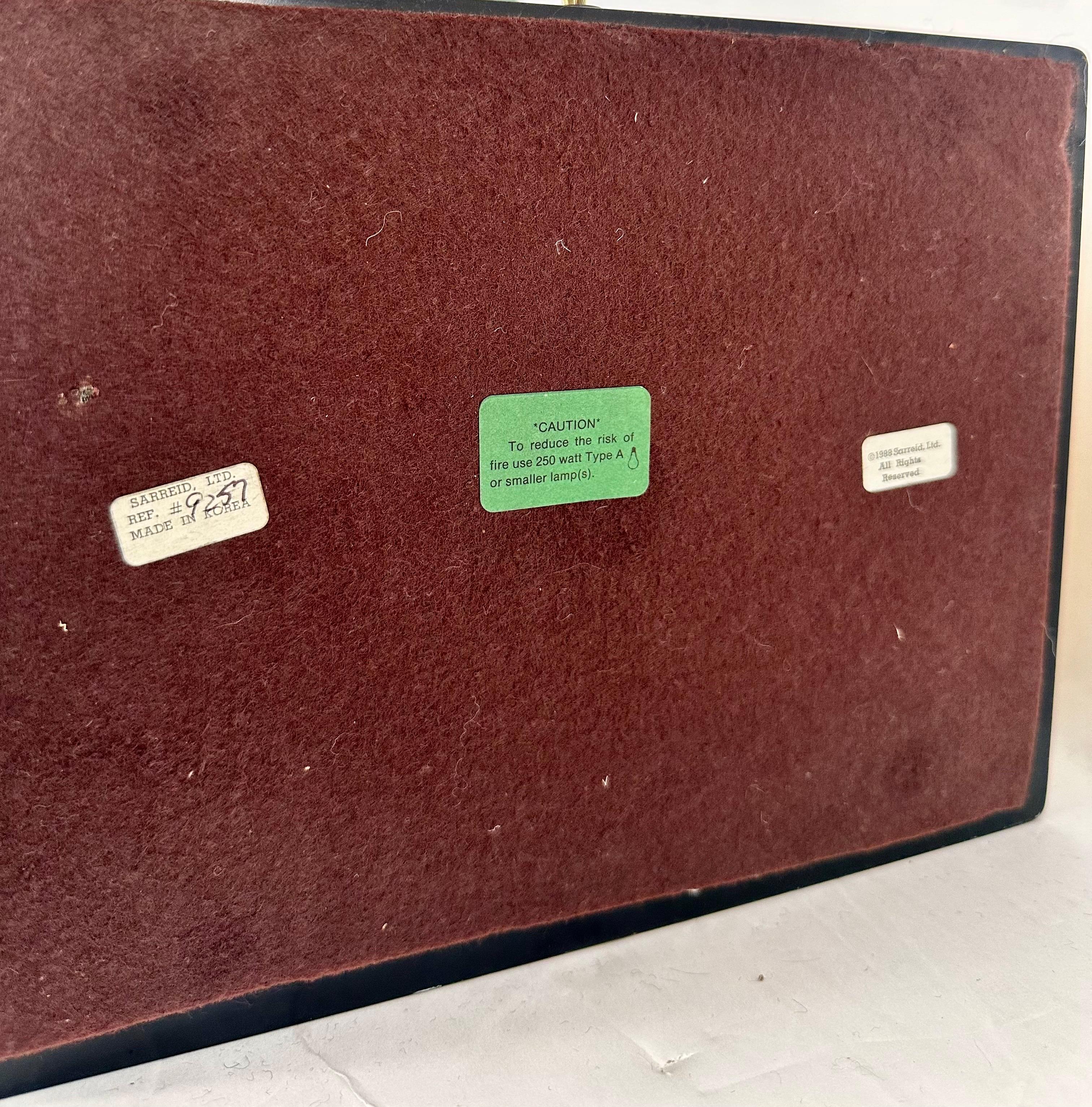 Paire de lampes de table en treillis en laiton laqué Sarreid Art Déco des années 1980 en vente 8