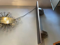 1980s Art Deco Shelf in Silver-Plated Steel and Black Marble.