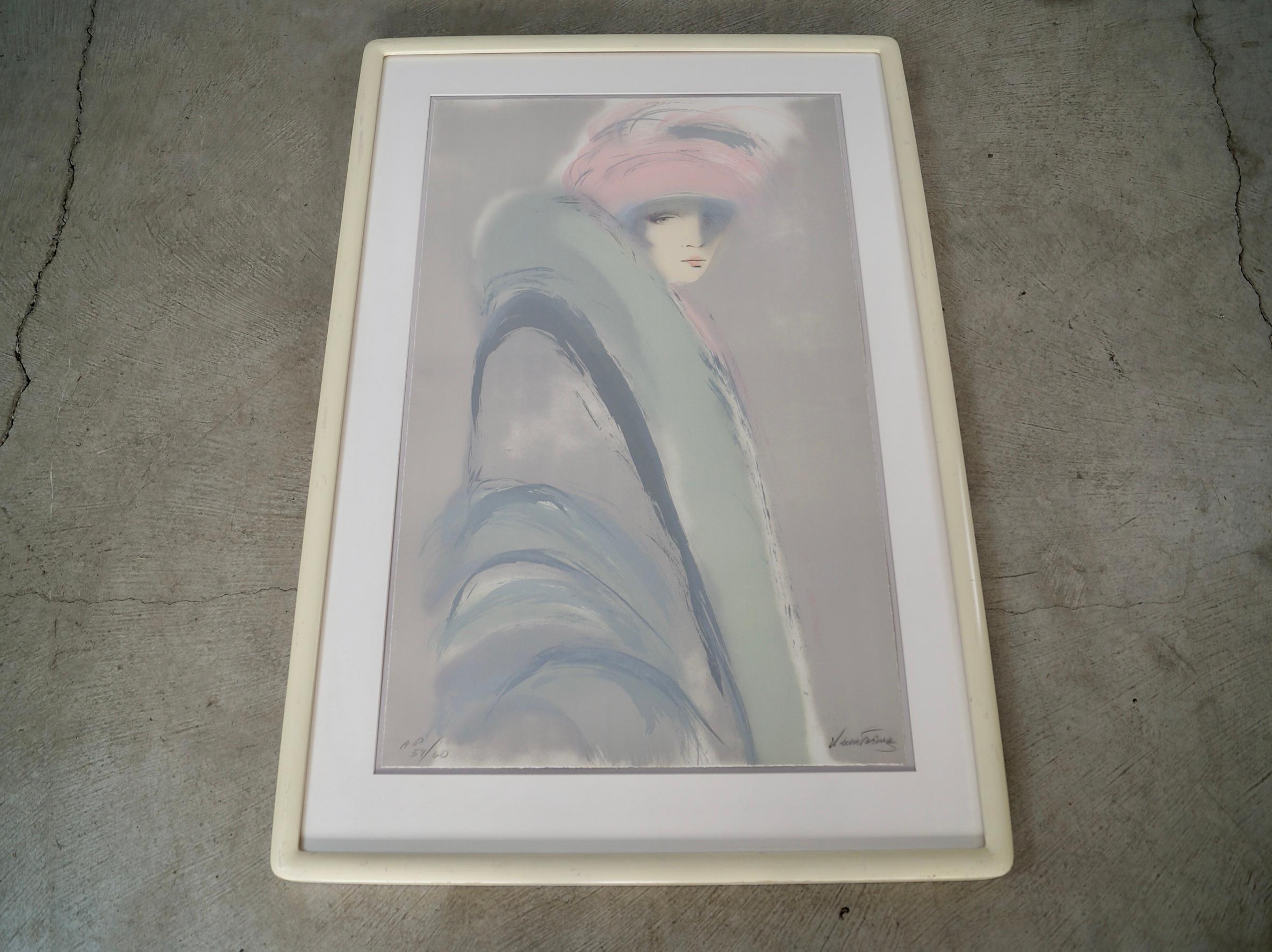 Vintage Art Deco signierte Lithographie zu verkaufen. Es handelt sich um eine authentische Lithografie von Victoria Montesinos, die handsigniert und nummeriert ist. Es handelt sich um eine Artist Proof Edition, von der nur 60 Stück hergestellt