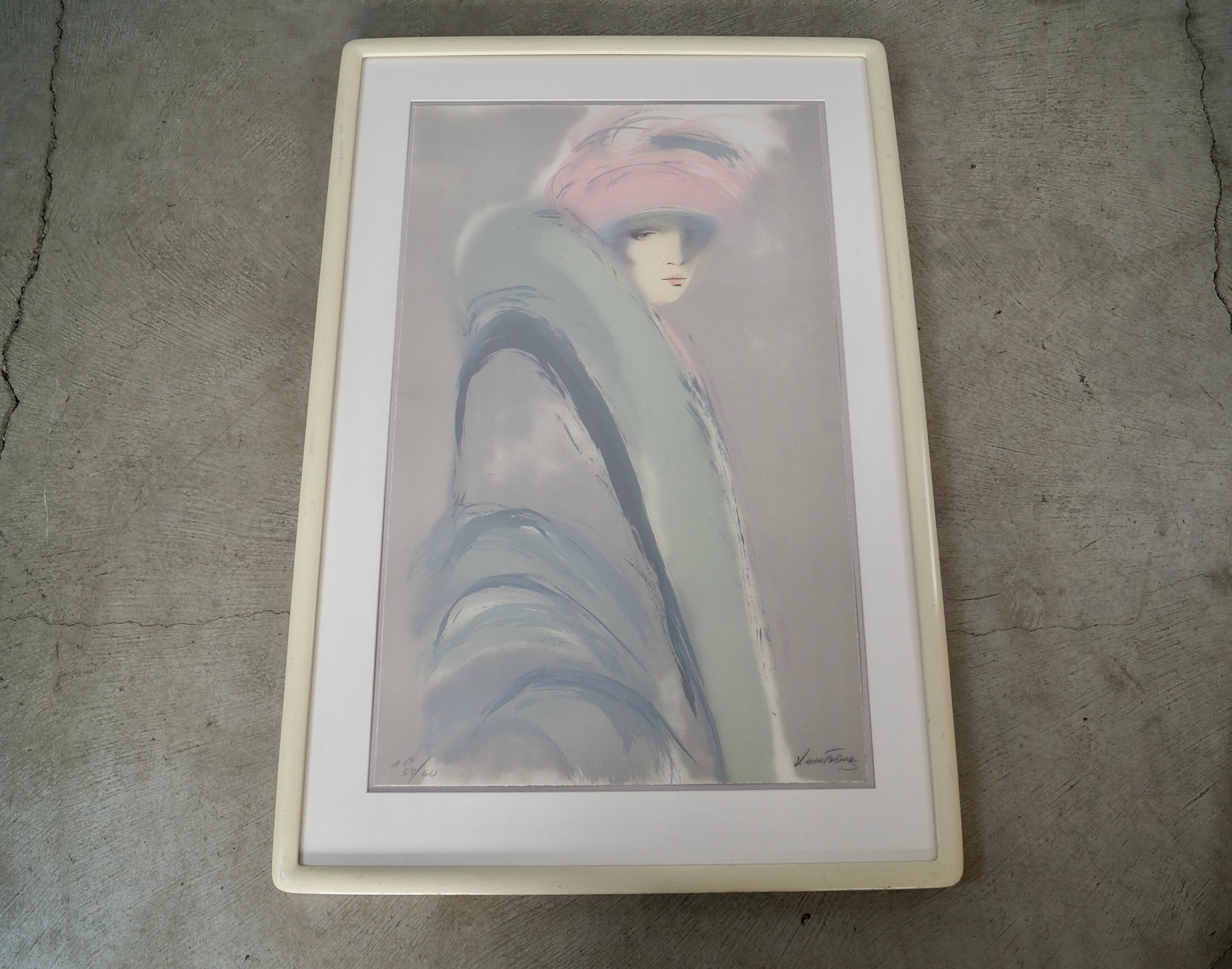 1980's Art Deco signiert Abstrakt Künstler Proof Vicky Montesinos Lithographie (Lackiert) im Angebot