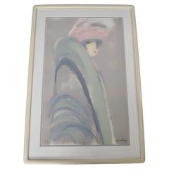1980's Art Deco signiert Abstrakt Künstler Proof Vicky Montesinos Lithographie
