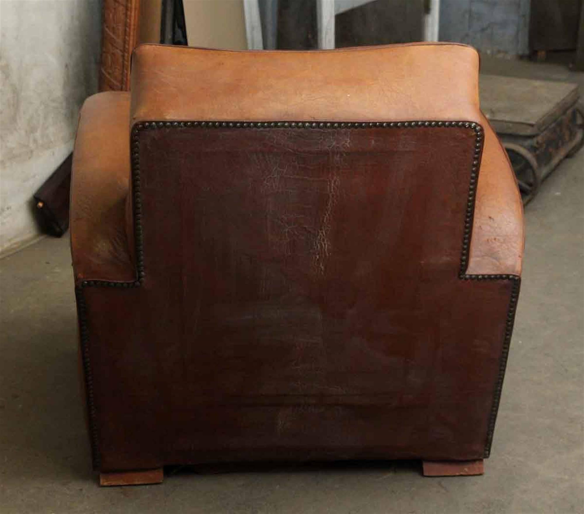 1980s Art Deco Style French Leather Club Chair 1