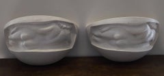 1980s Art Deco style pair of wall lights with nude women decor, plaster