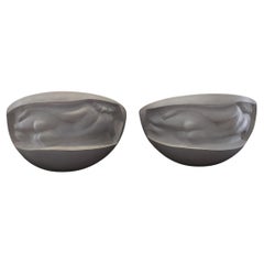 1980s Art Deco style pair of wall lights with nude women decor, plaster
