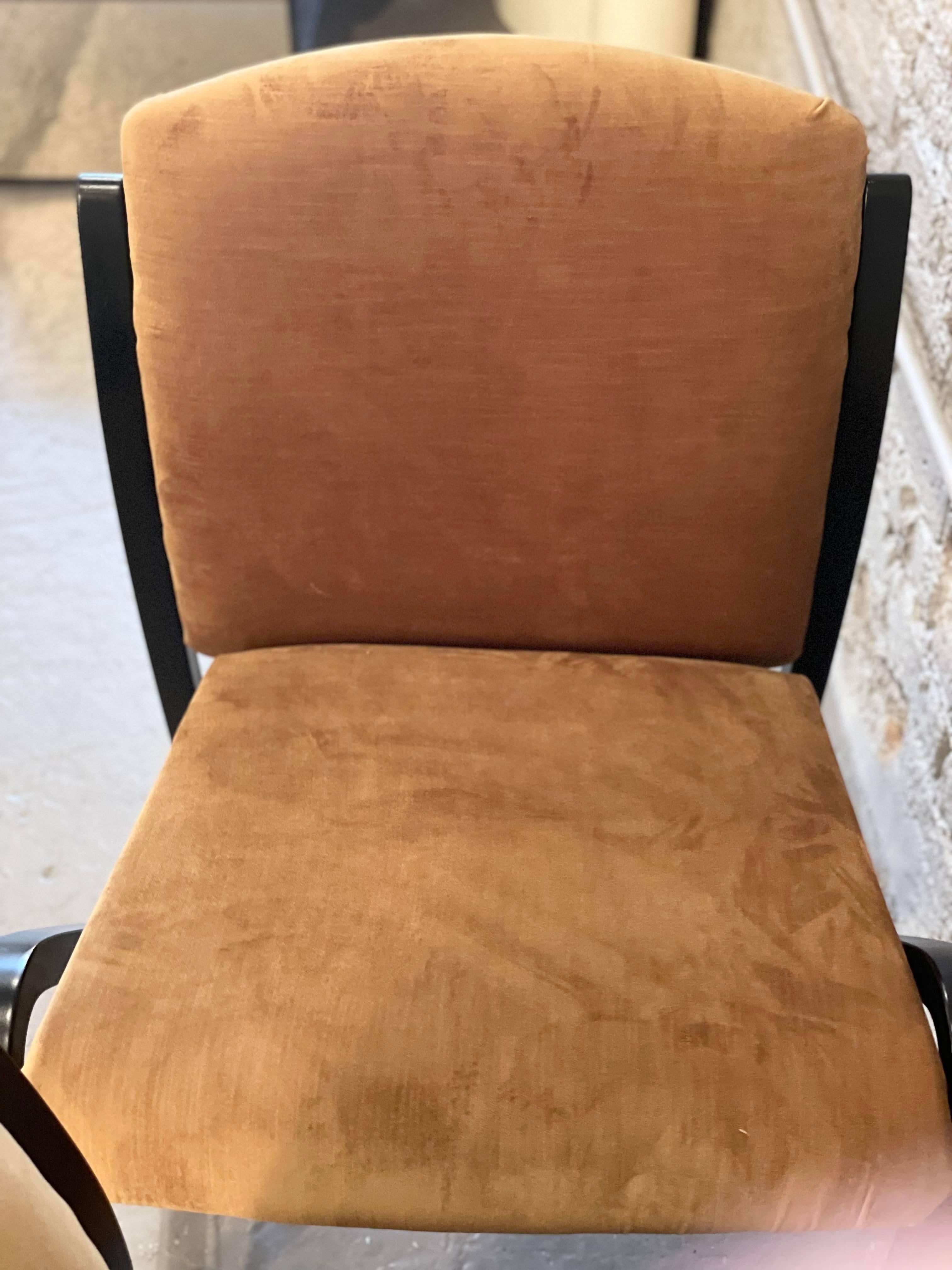 American 1980s Art Deco Z Chairs in Upholstery with Wood, a Pair