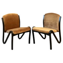 1980s Art Deco Z Chairs in Upholstery with Wood, a Pair