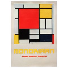 1980s Art Exhibition Poster for Piet Mondrian Postmodernist Pop Art Design