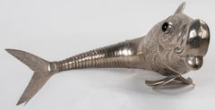 1980s Articulated Silver Fish with Glass Eyes