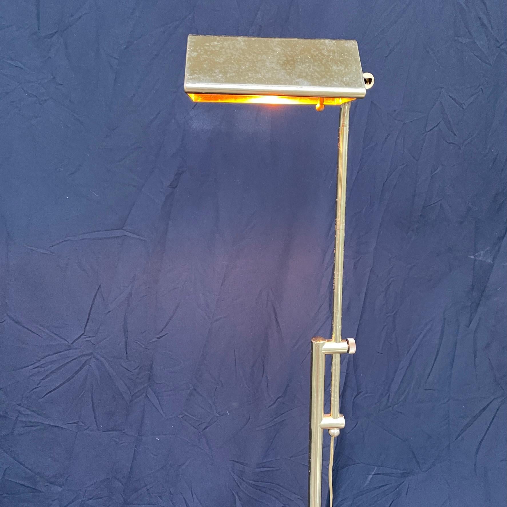 Plated 1980s Articulating and Adjustable Brass Pharmacy Lamp For Sale