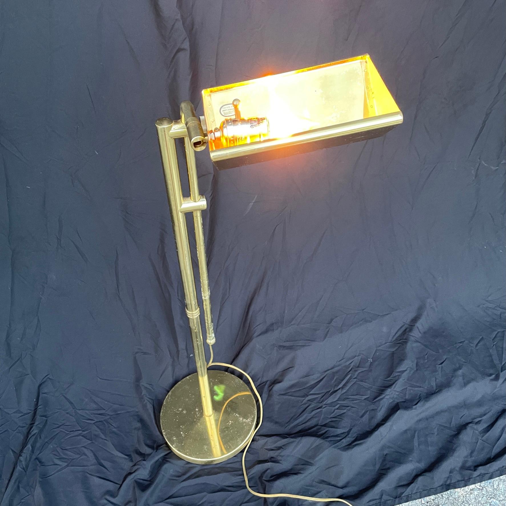 1980s Articulating and Adjustable Brass Pharmacy Lamp For Sale 1