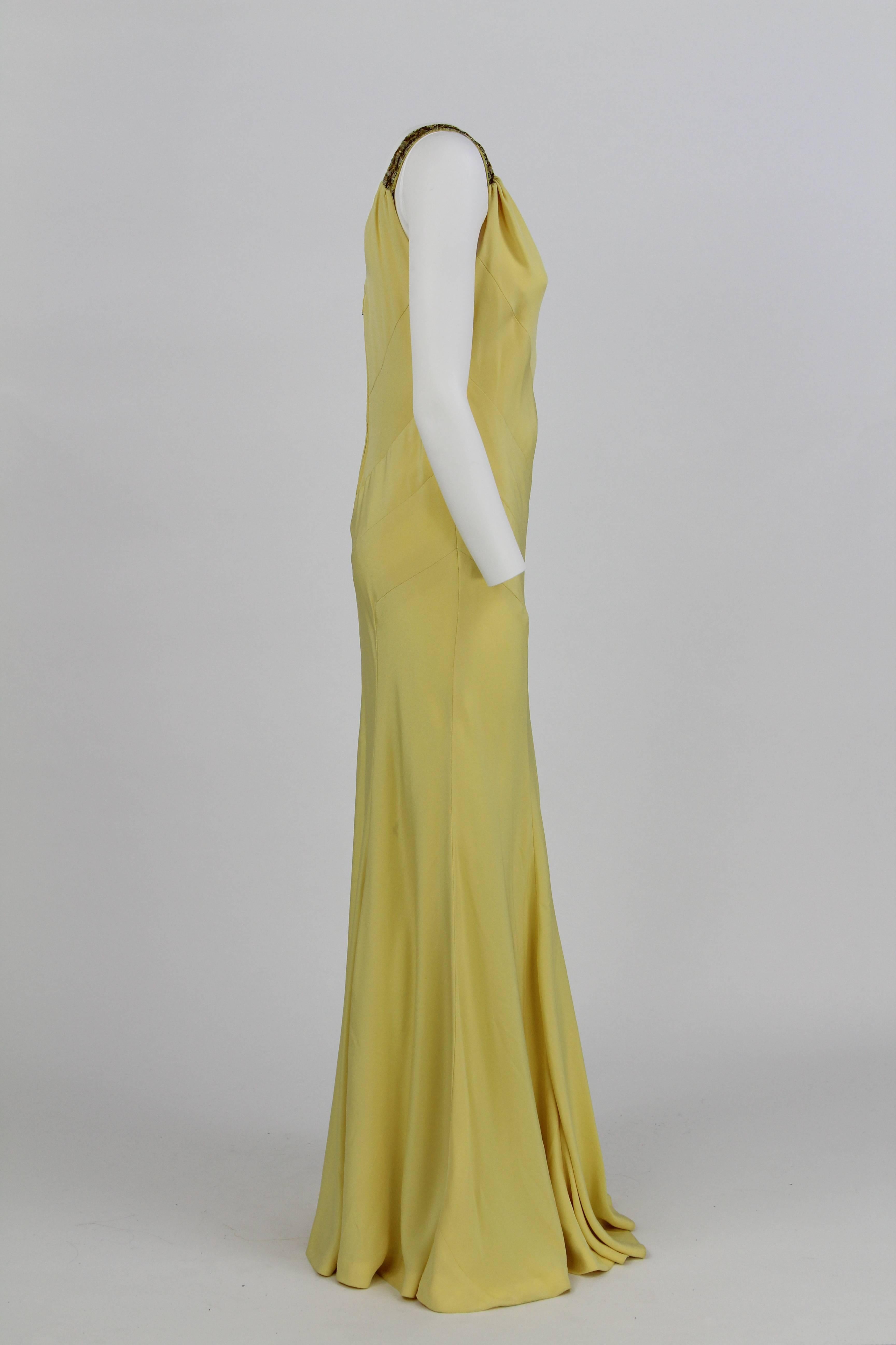 Women's 1980S Artisanal Yellow Long Dress