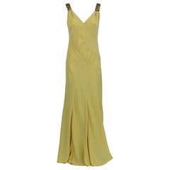 1980S Artisanal Yellow Long Dress