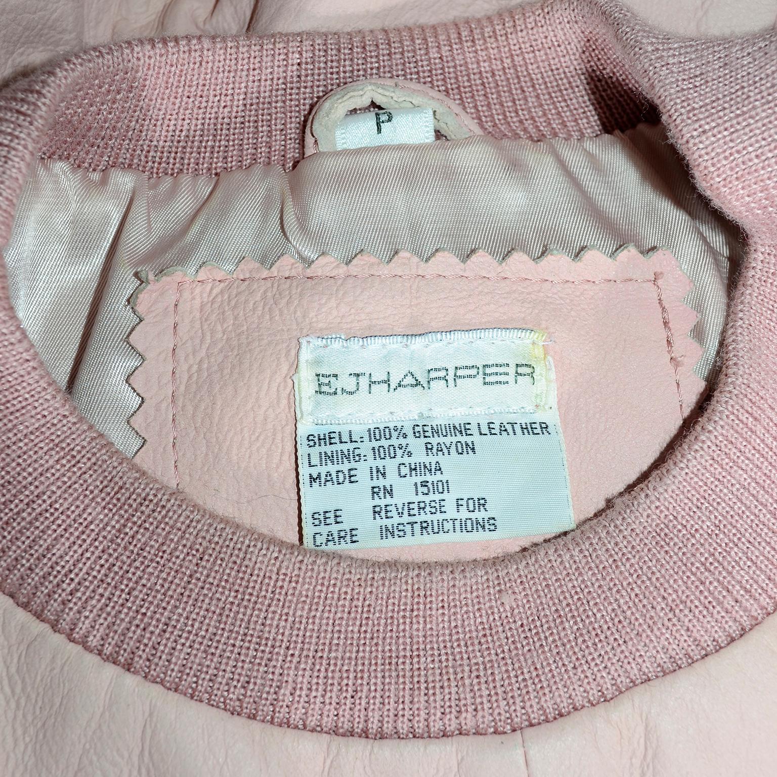 1980s Athleisure Pink Quilted Leather Vintage Tracksuit Sweatshirt Top & Pants 6