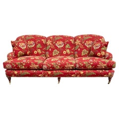 Vintage 1980s Attributed to George Smith Chintz Floral Linen English Sofa