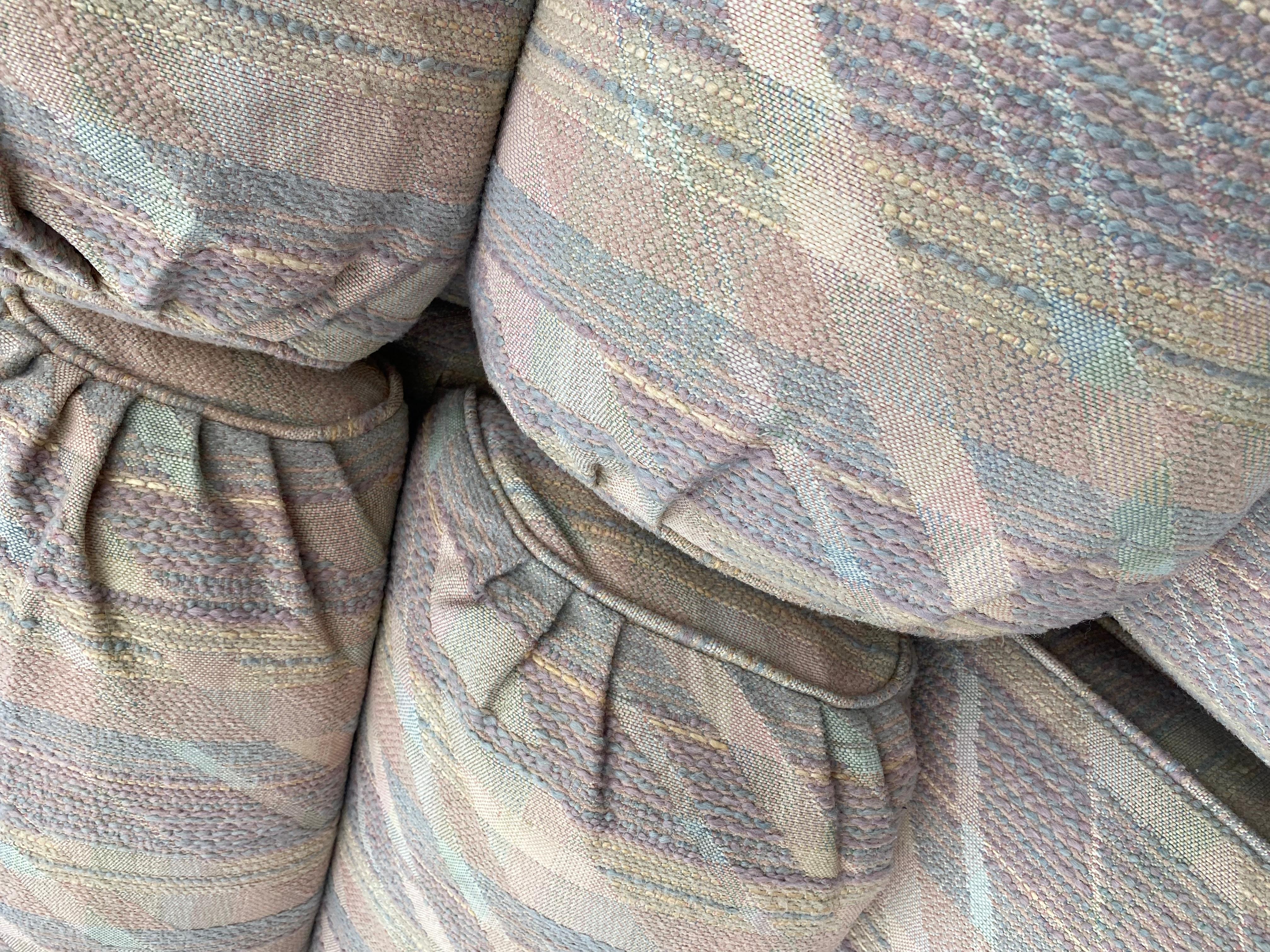 Tissu d'ameublement Slippers modulaires en tweed des années 1980 attribué à Milo Baughman en vente