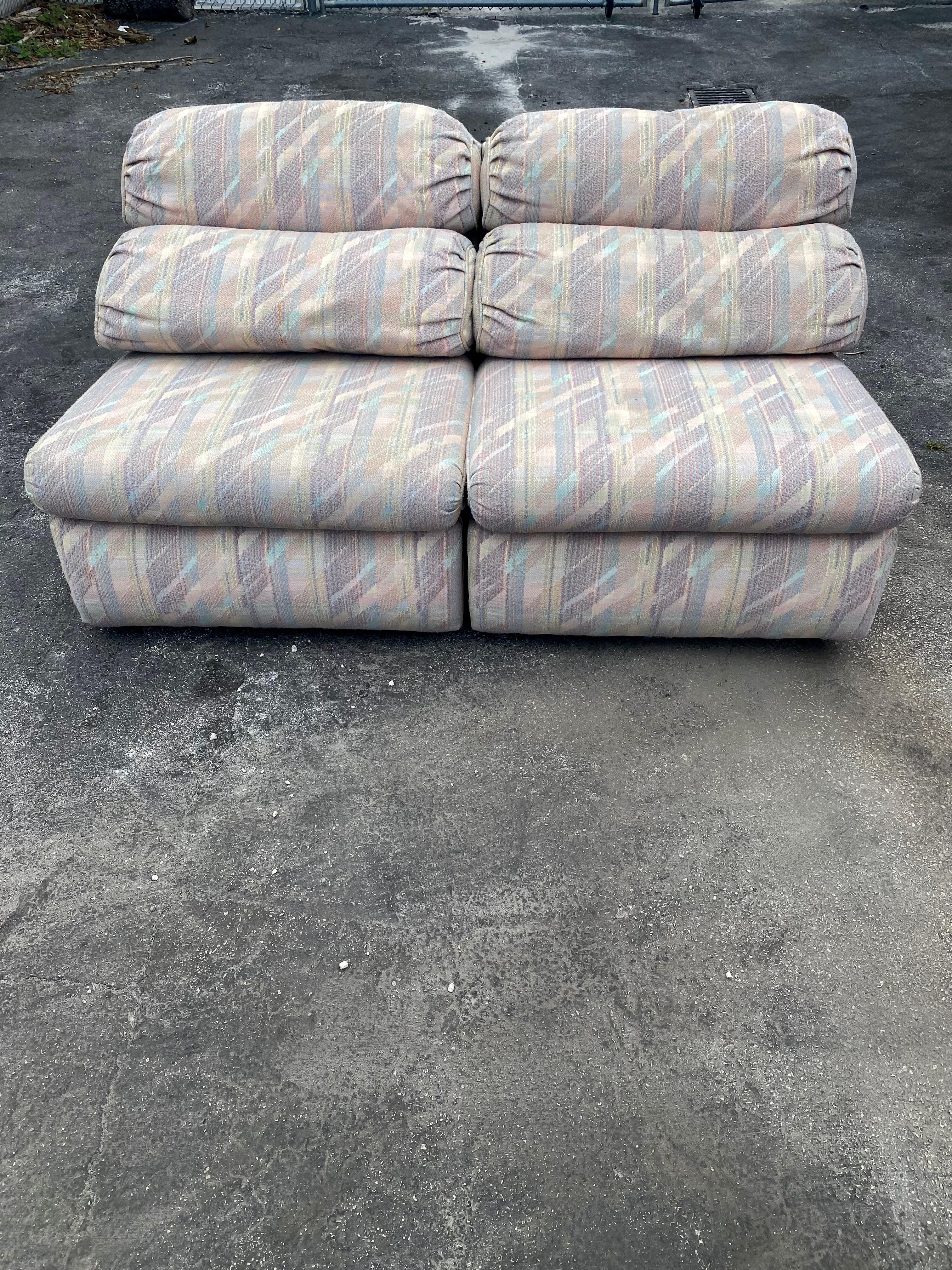 1980s Attributed to Milo Baughman Slippers Modular Tweed Sectional For Sale 1
