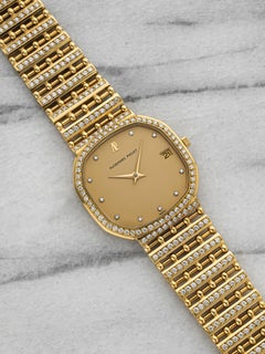 1980s Audemars Piguet 56059BA 18K YG Diamond Bullet Bracelet Quartz