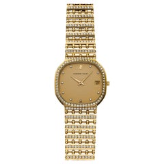 1980s Audemars Piguet 56059BA 18K YG Diamond Bullet Bracelet Quartz