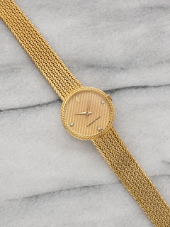 ~1980s Audemars Piguet Ladies Watch 18K Yellow Gold Textured Diamond Dial Manual