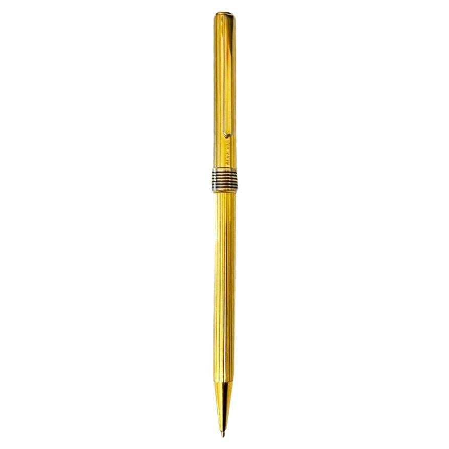 1980s Aurora Marco Polo Gilt Metal Ballpoint Pen For Sale