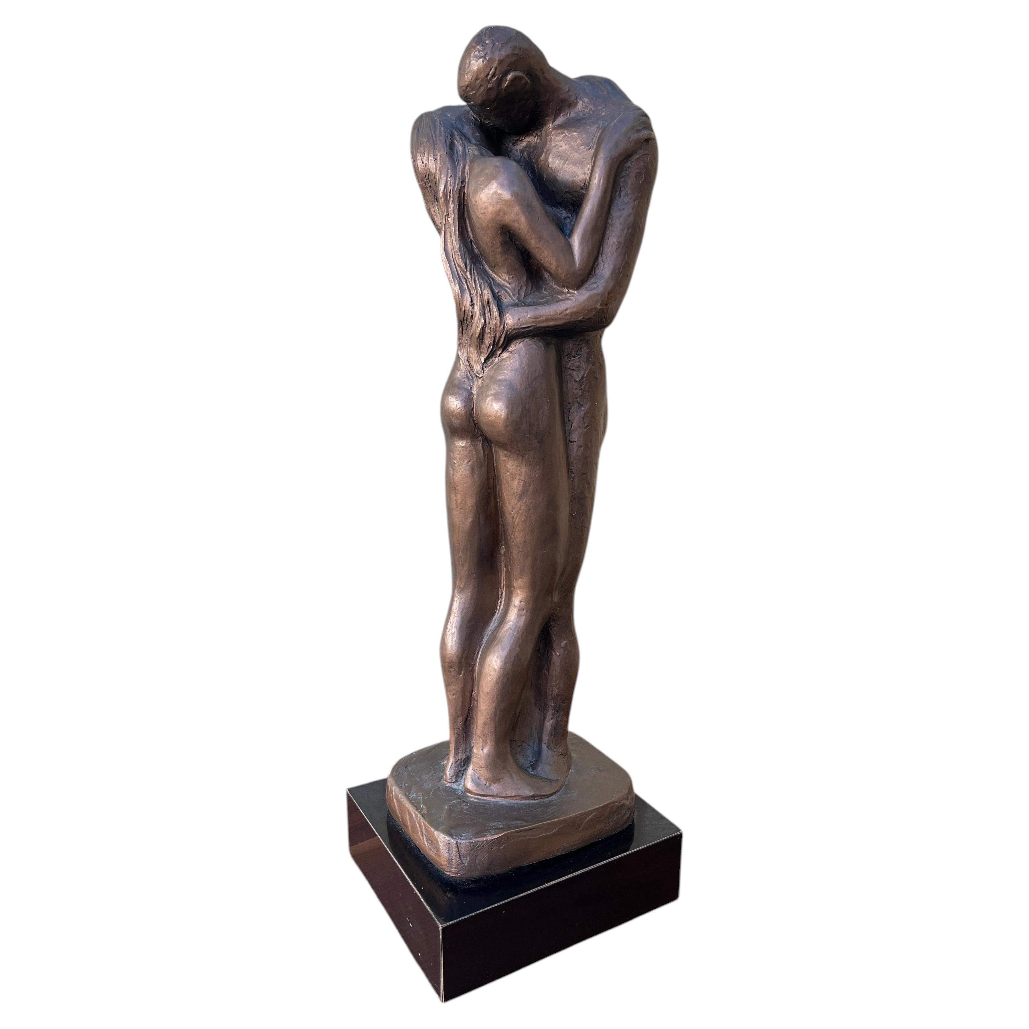 1980s Austin Production "Loving Couple" Brutalist Sculpture Signed by The Artist