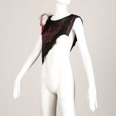 1980s Avant Garde Vintage Knit Top with Fox Fur Detail