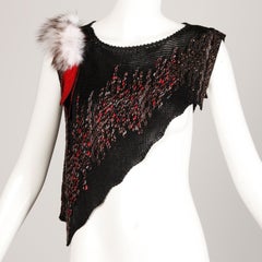 1980s Avant Garde Vintage Knit Top with Fox Fur Detail