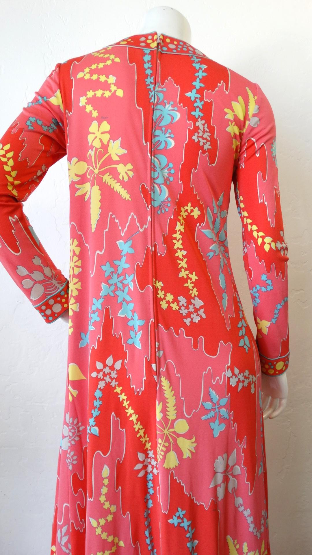 1980s Averardo Bessi Abstract Floral Silk Maxi Dress 5