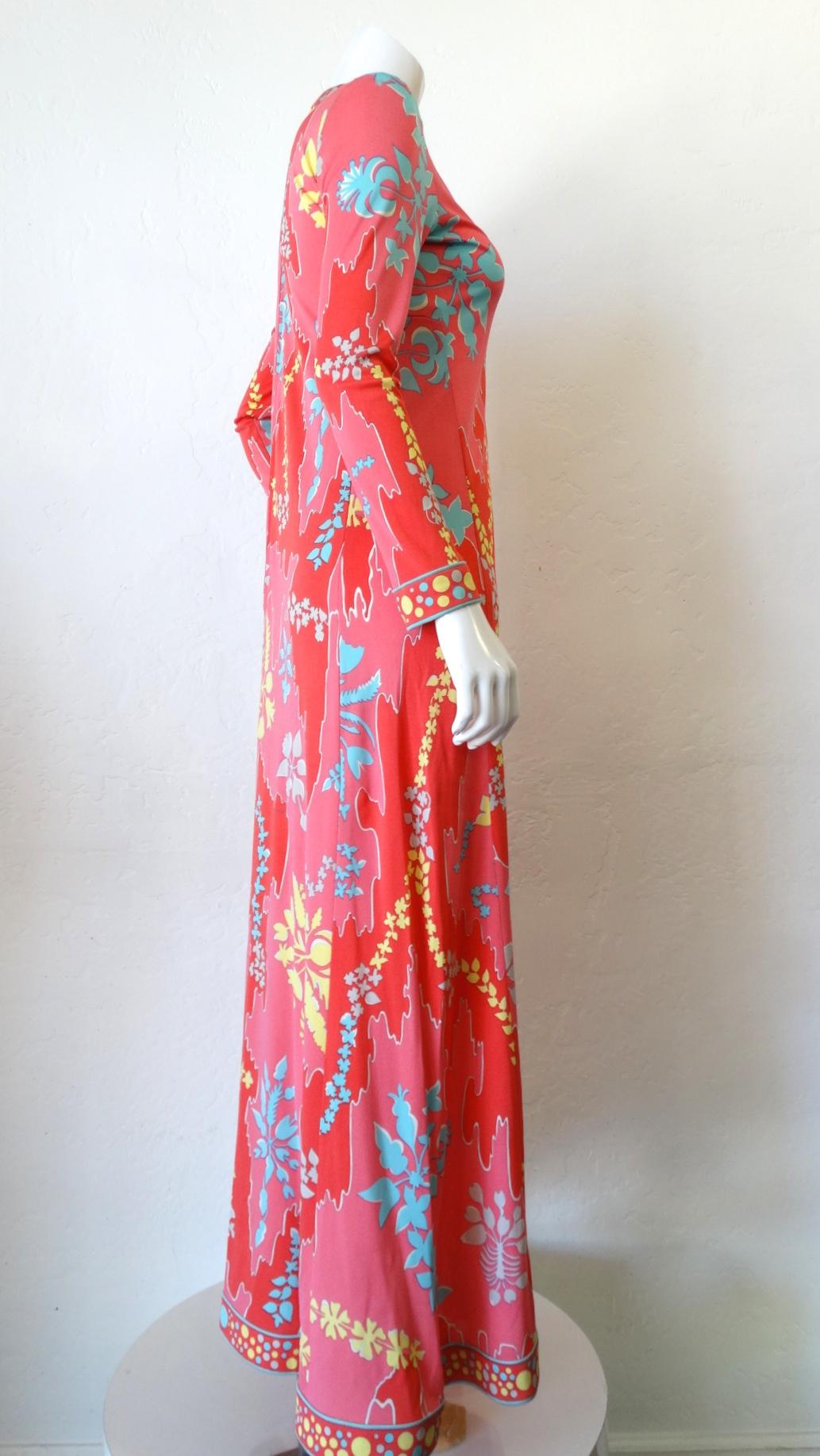 1980s Averardo Bessi Abstract Floral Silk Maxi Dress 7