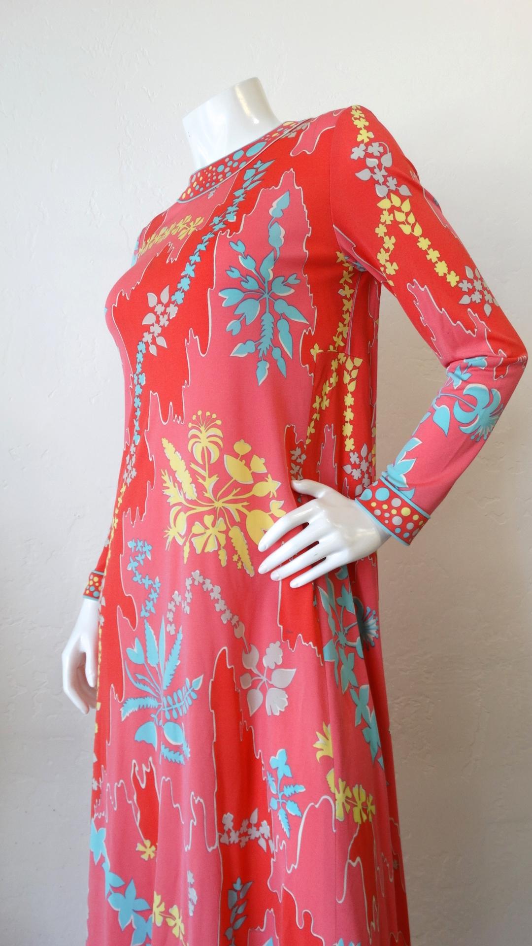 1980s Averardo Bessi Abstract Floral Silk Maxi Dress 8