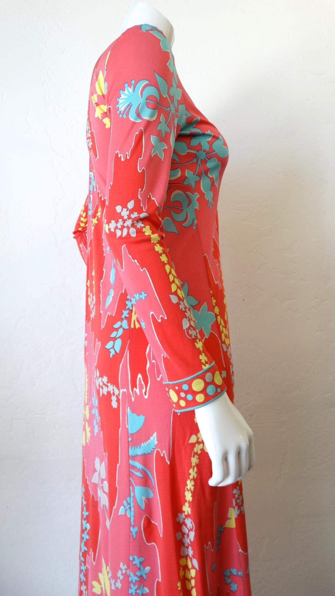 Women's or Men's 1980s Averardo Bessi Abstract Floral Silk Maxi Dress