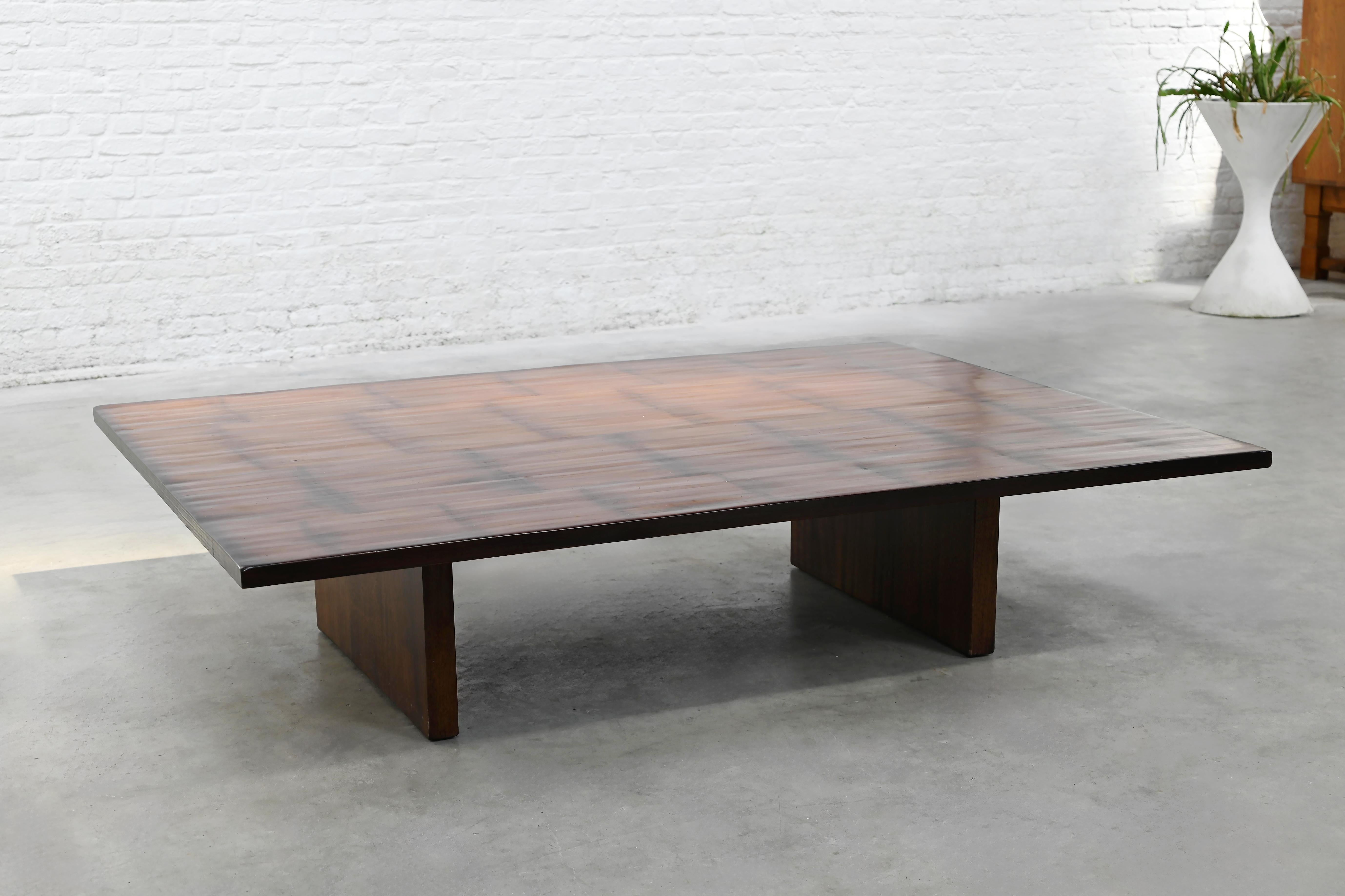 Rustic 1980s Axel Vervoordt Wengé & Bamboo Coffee Table, Belgium For Sale