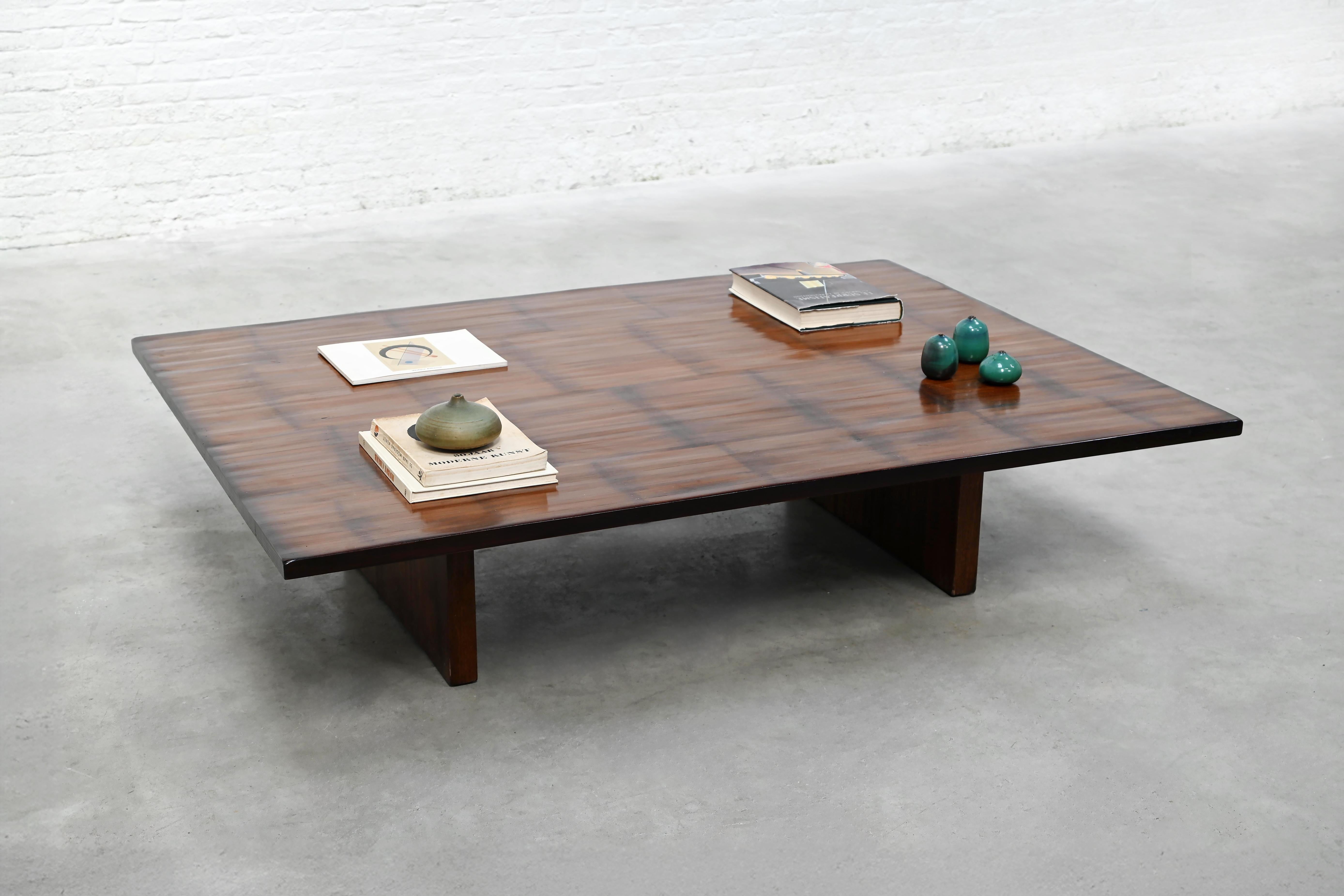 Late 20th Century 1980s Axel Vervoordt Wengé & Bamboo Coffee Table, Belgium For Sale