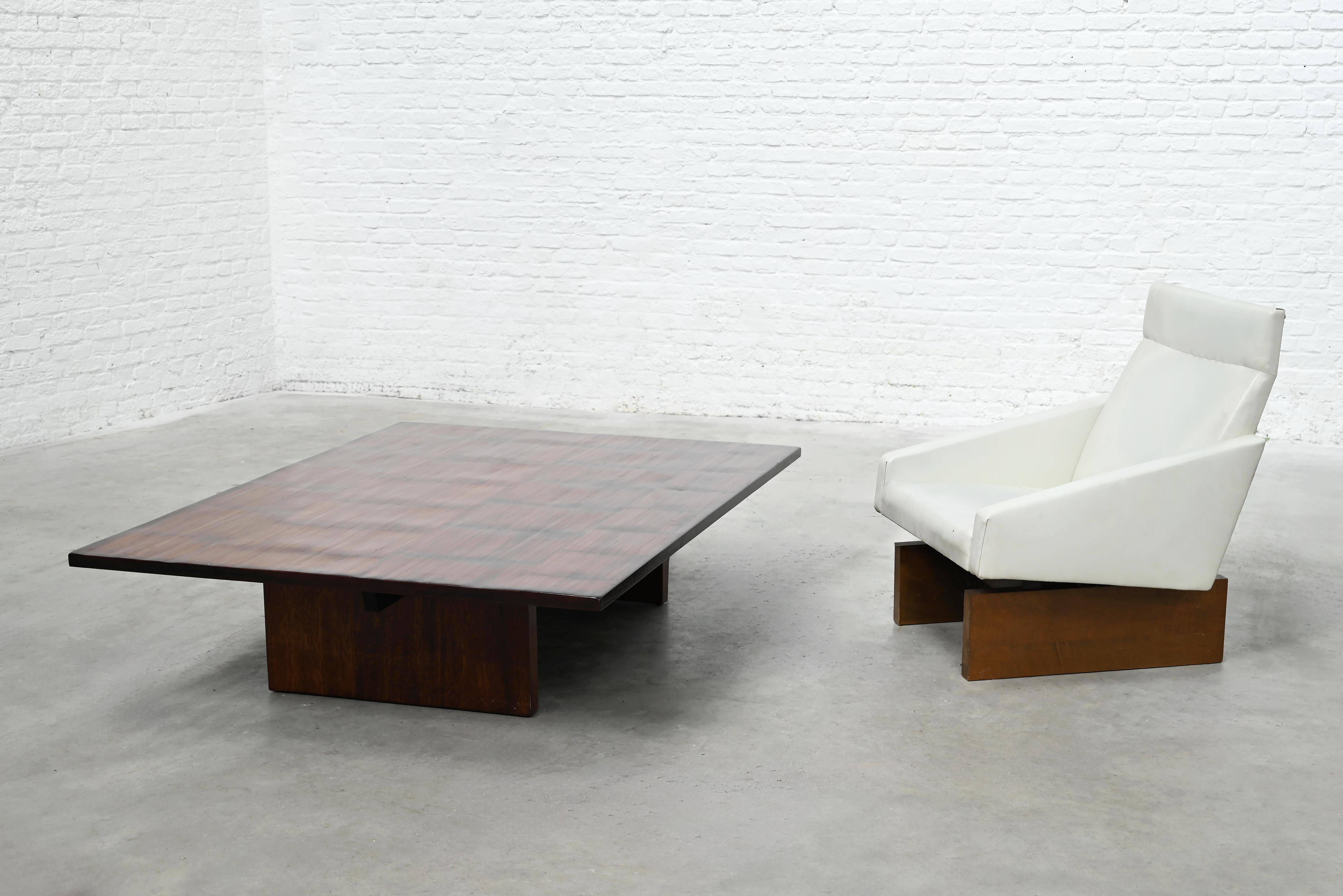 1980s Axel Vervoordt Wengé & Bamboo Coffee Table, Belgium For Sale 1