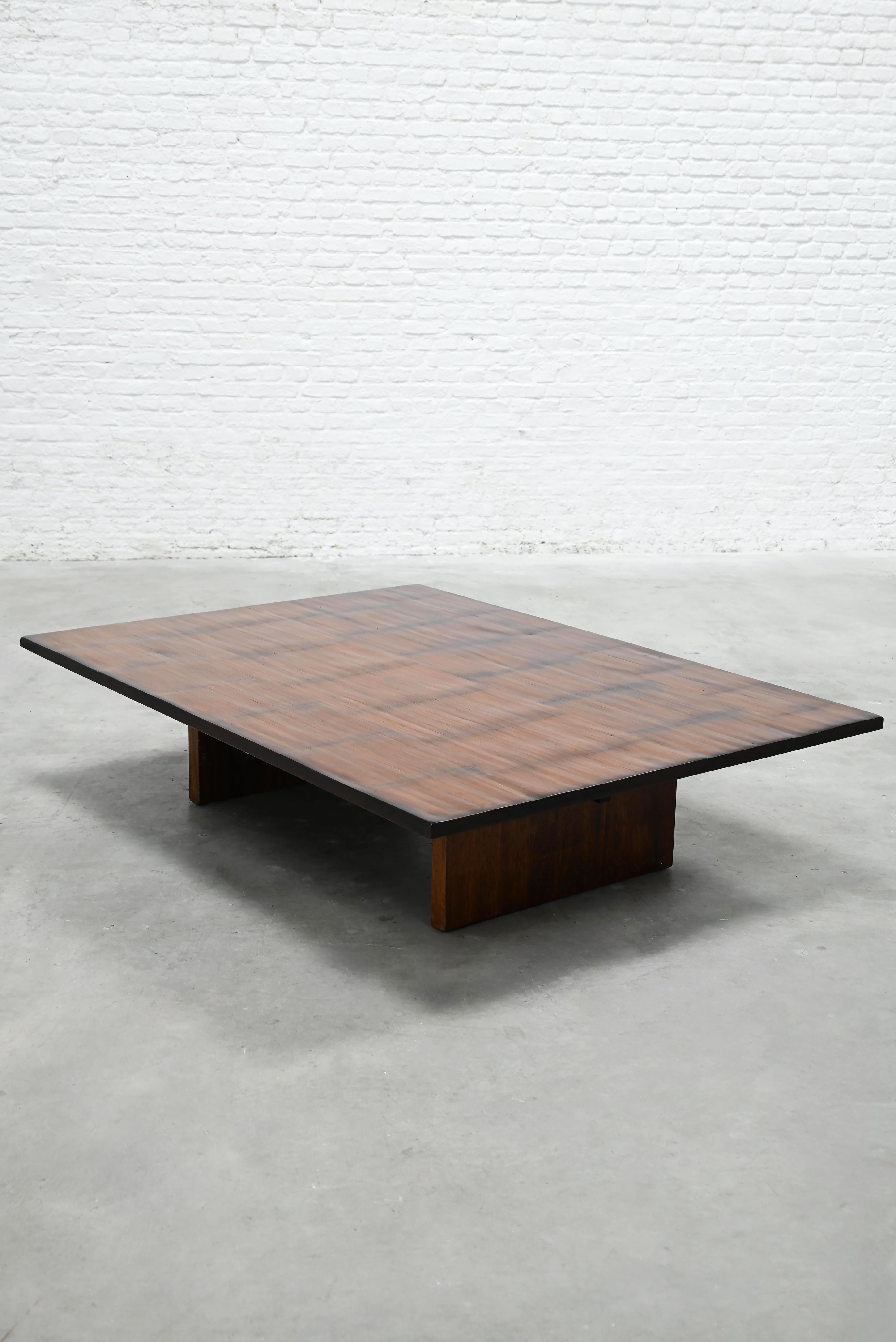 1980s Axel Vervoordt Wengé & Bamboo Coffee Table, Belgium For Sale 2