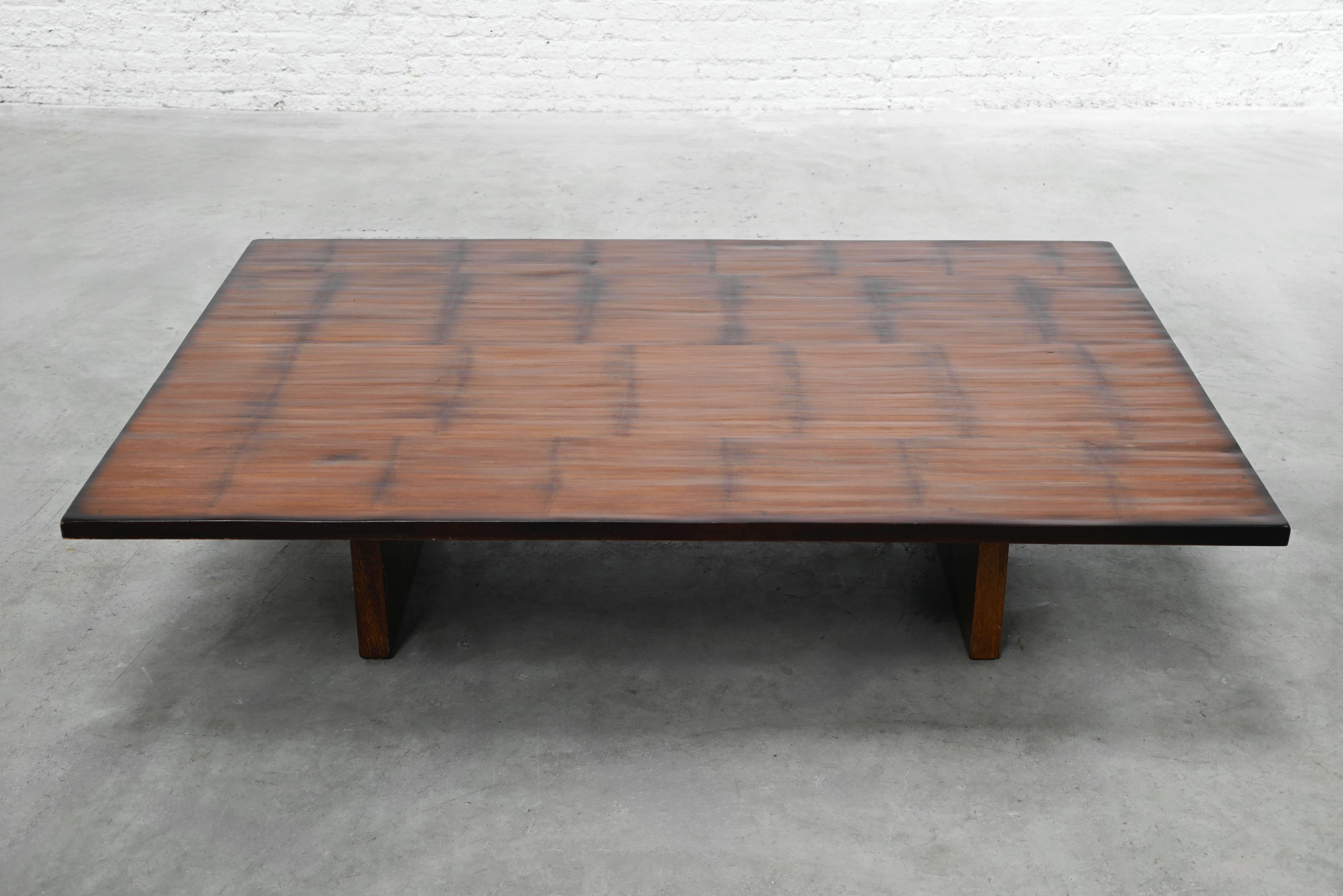 1980s Axel Vervoordt Wengé & Bamboo Coffee Table, Belgium For Sale 3