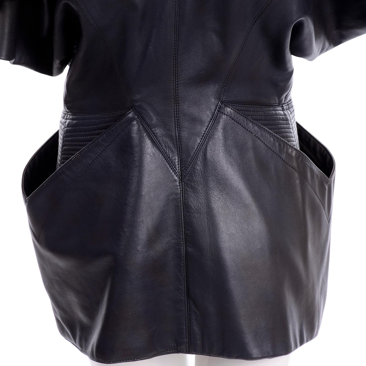 1980s Azzedine Alaia Avant Garde Vintage Leather Jacket W/ Pockets 2