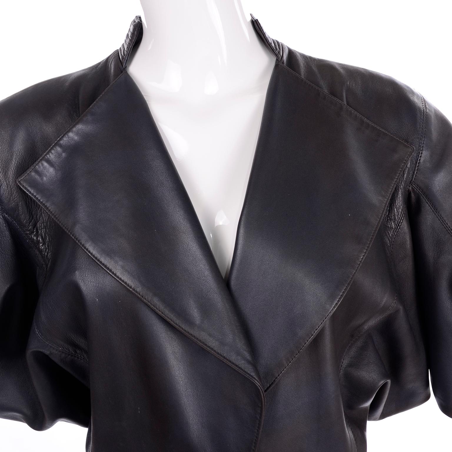 1980s Azzedine Alaia Avant Garde Vintage Leather Jacket W/ Pockets 3