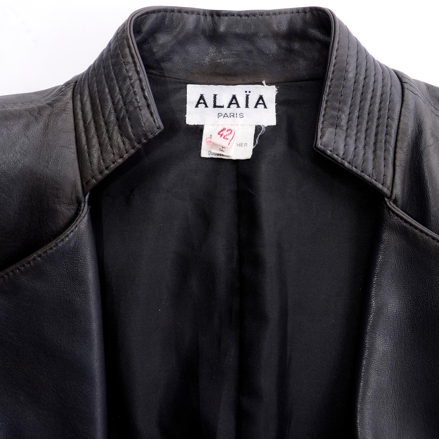 1980s Azzedine Alaia Avant Garde Vintage Leather Jacket W/ Pockets 6