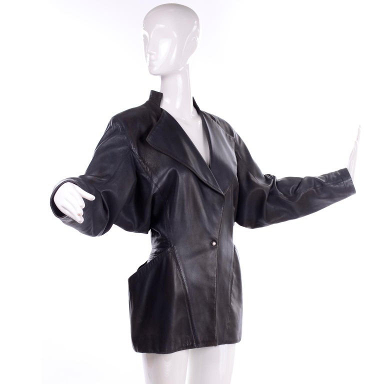 1980s Azzedine Alaia Avant Garde Vintage Leather Jacket W/ Pockets For