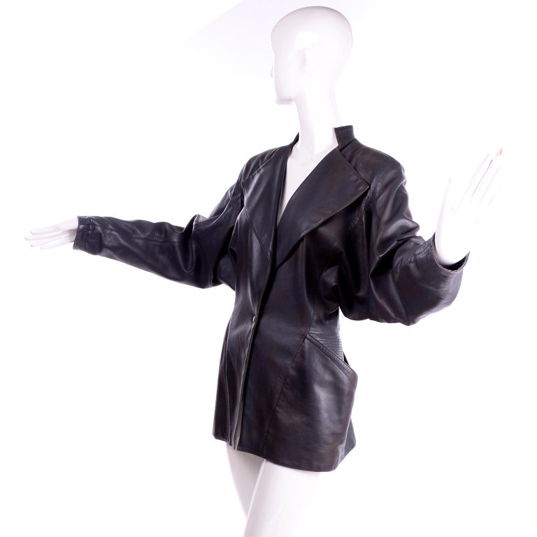 1980s Azzedine Alaia Avant Garde Vintage Leather Jacket W/ Pockets For ...