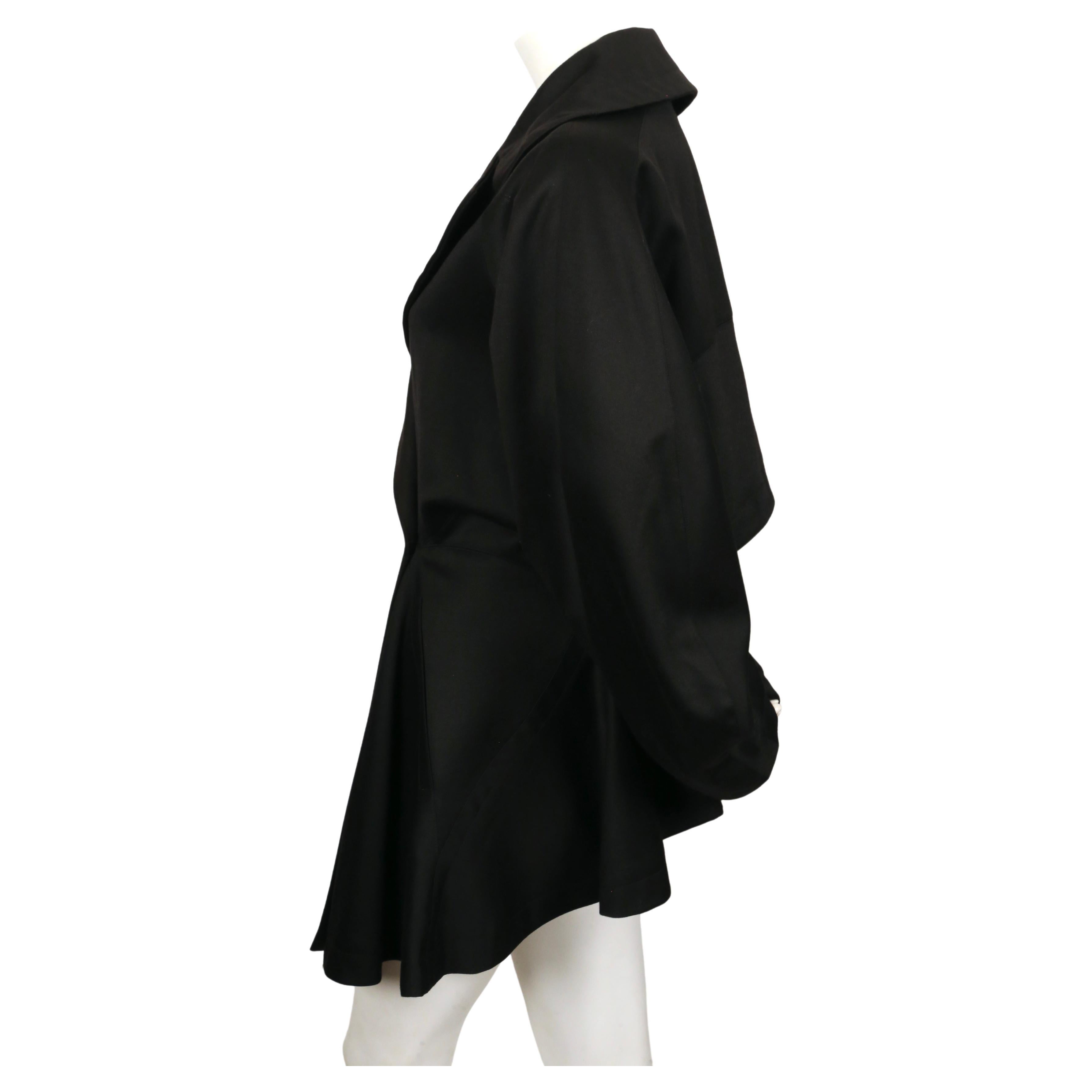 1980's AZZEDINE ALAIA black gabardine wool coat In Good Condition In San Fransisco, CA