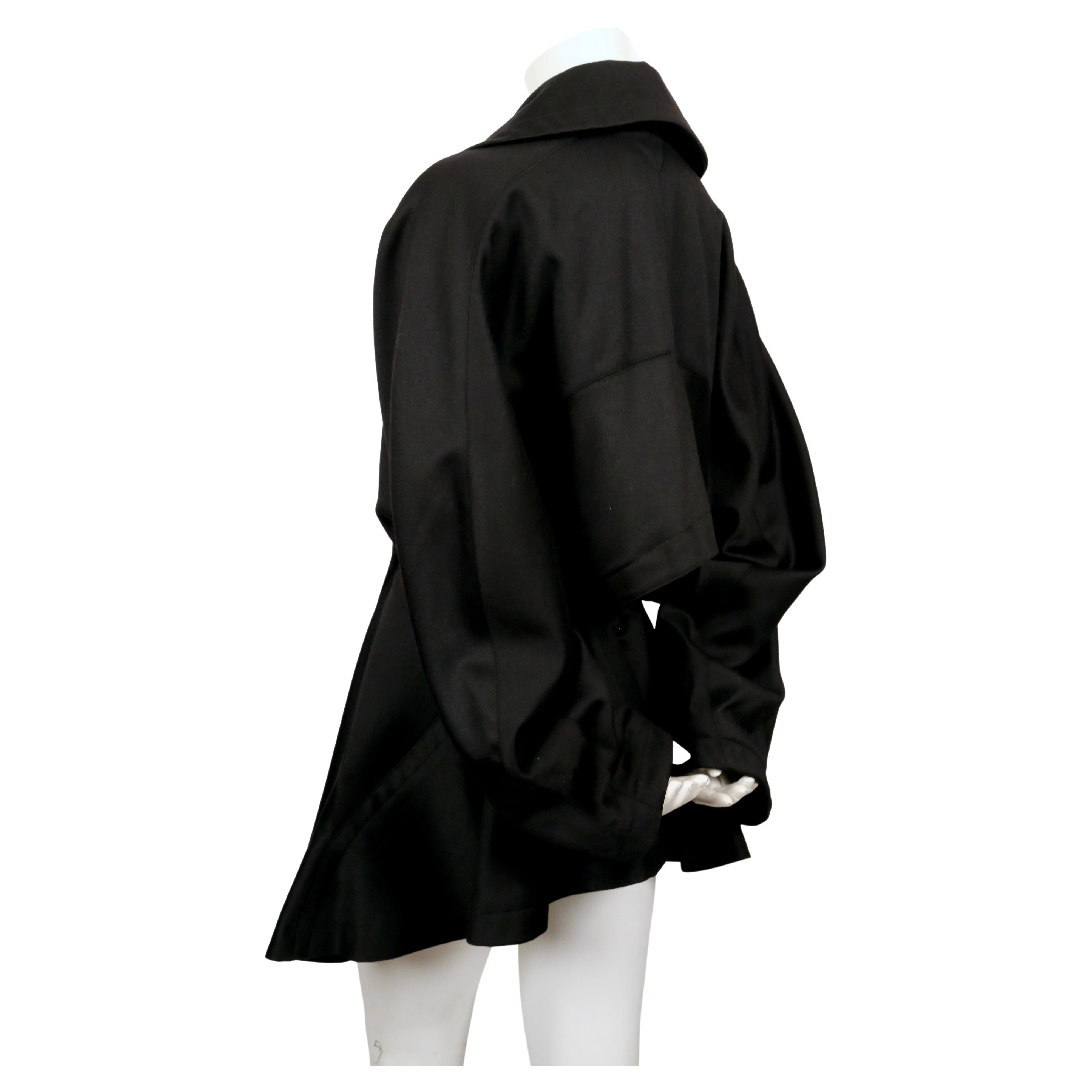 Women's or Men's 1980's AZZEDINE ALAIA black gabardine wool coat