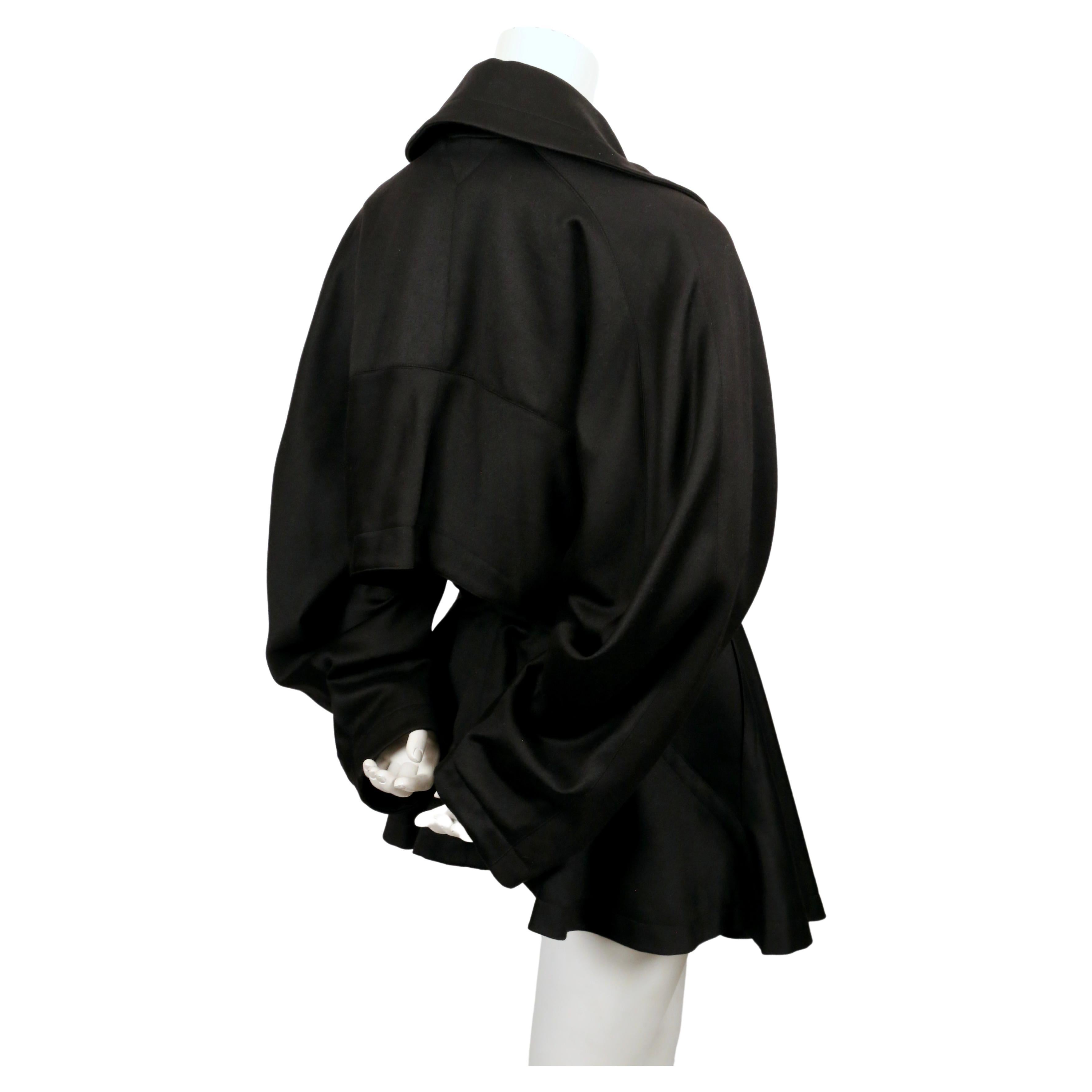 1980's AZZEDINE ALAIA black gabardine wool coat 1