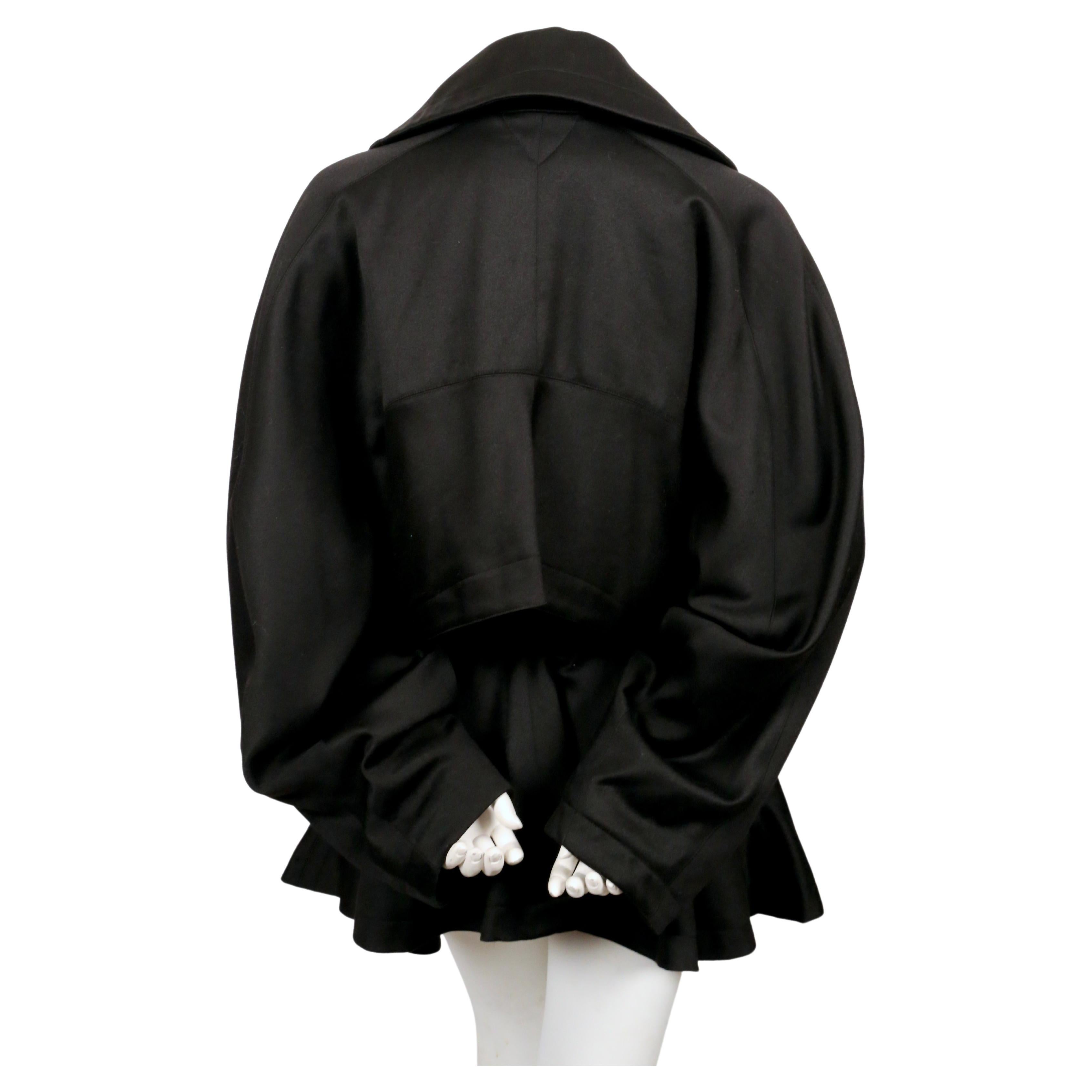 1980's AZZEDINE ALAIA black gabardine wool coat 3