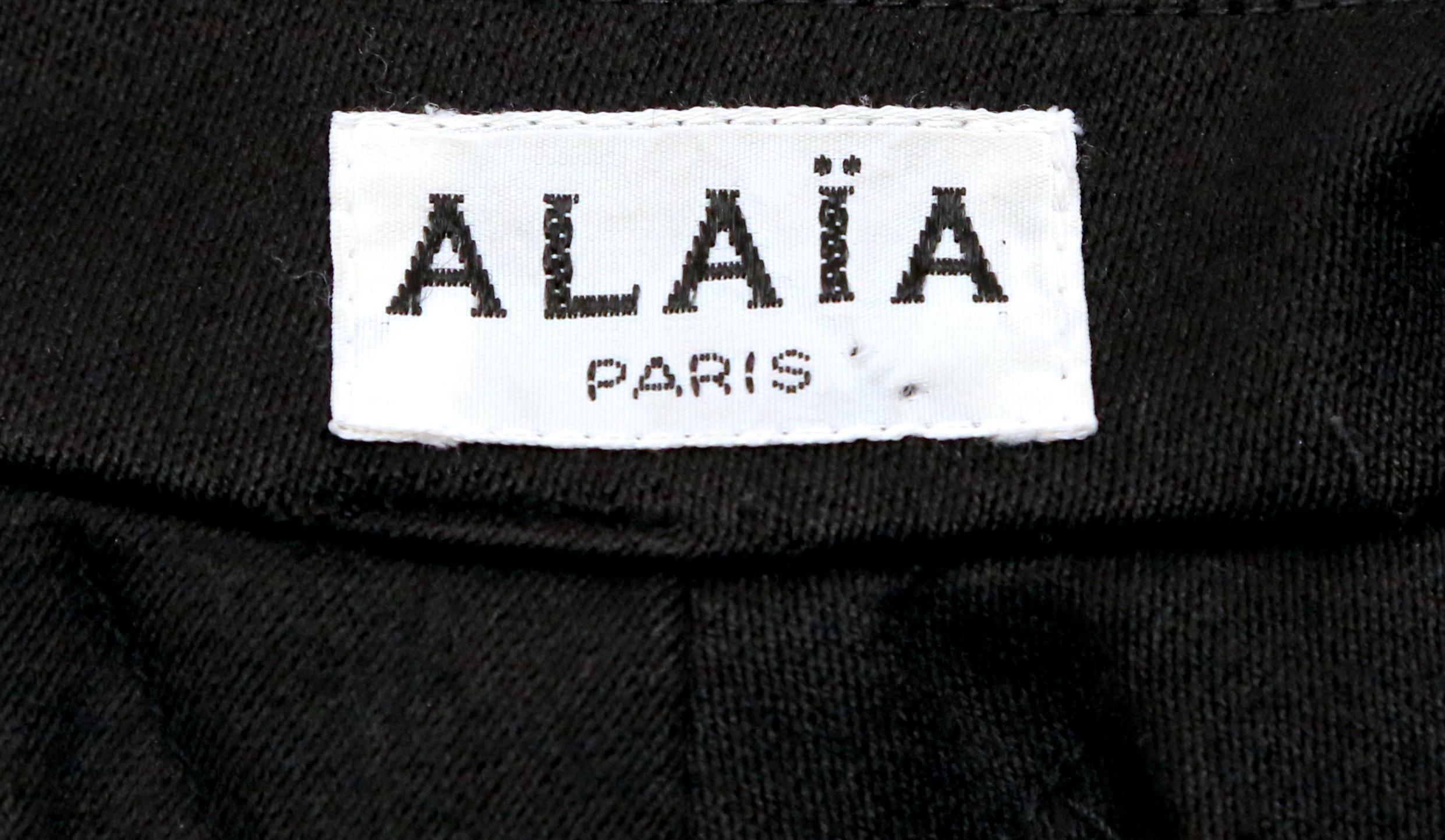 Black 1980's AZZEDINE ALAIA black gabardine wool maxi coat with full skirt