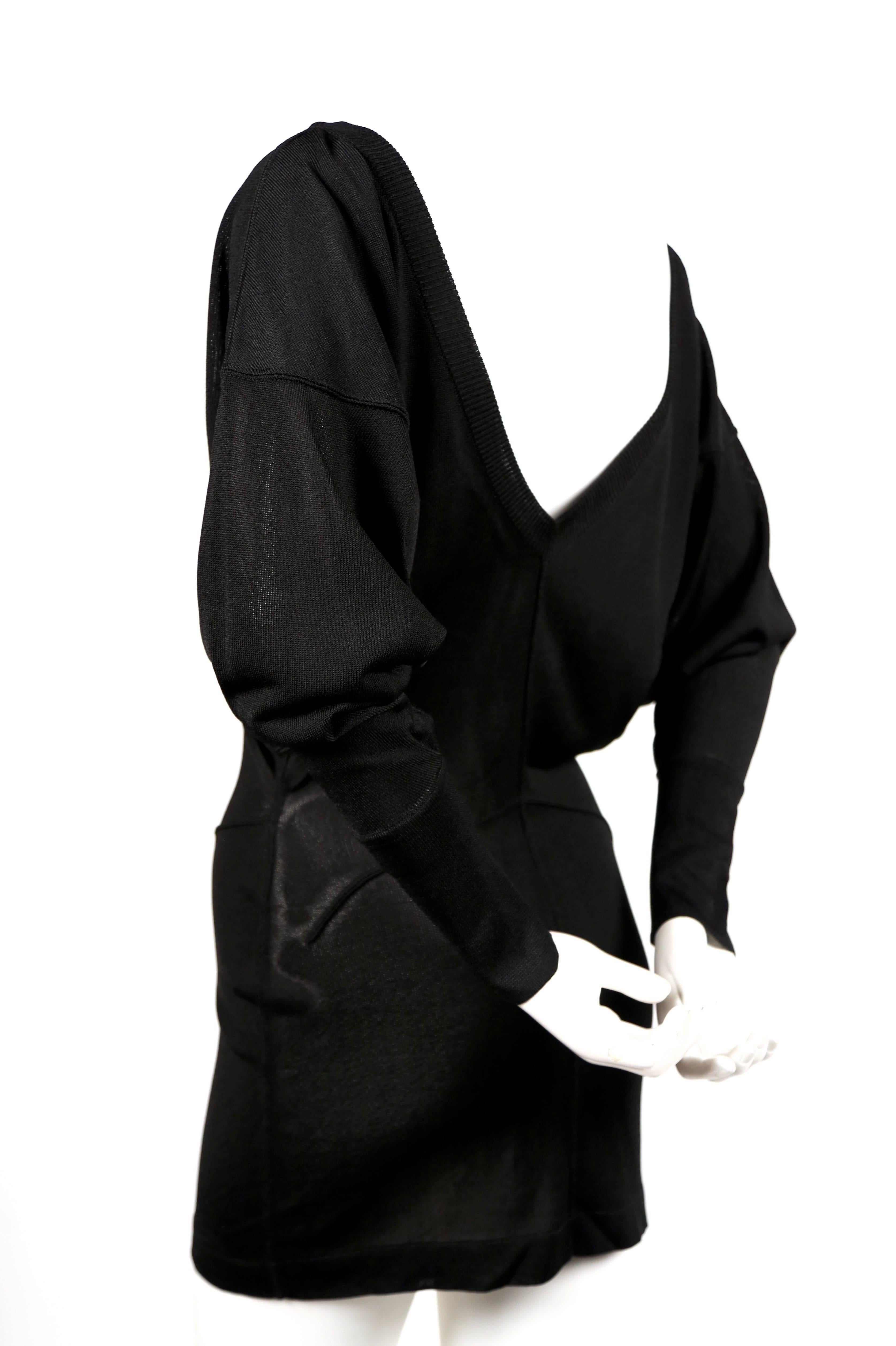 Black 1980's AZZEDINE ALAIA black mini dress with open V shaped back